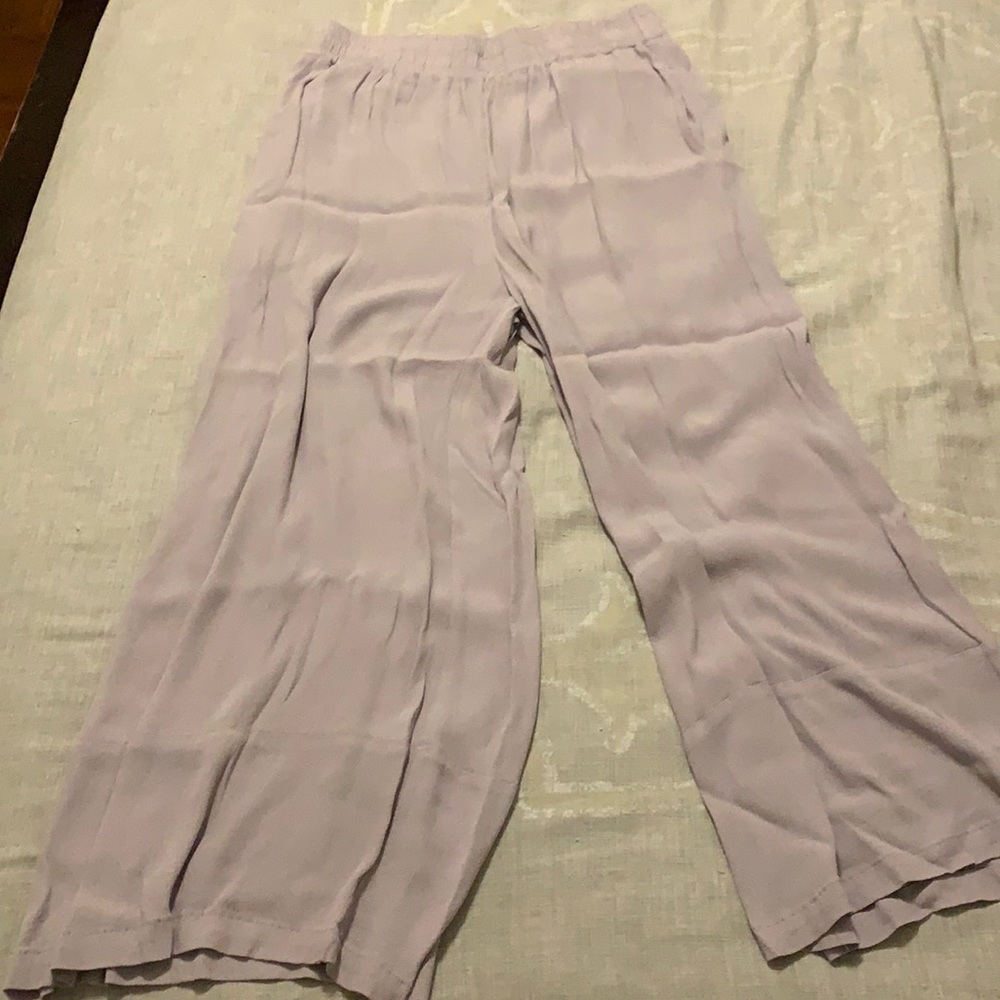 Wide leg, purple Mustard Seed pants, size L.